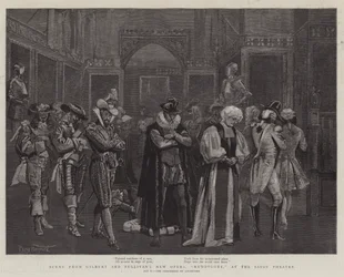 Szene aus Gilbert und Sullivans neuer Oper, Ruddygore, im Savoy Theatre